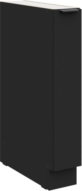 Küchen Unterschrank Schrankauszug CREMONA in Eiche und Schwarz aus Metall, Breite: 15 cm - Bild 1