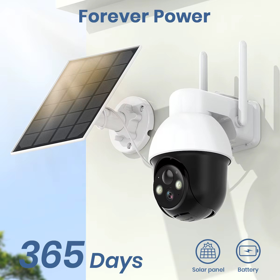 AOSU Refurbished 3MP PTZ Solar-Sicherheitskamera mit 5000mAh Akku, kabellose 2,4GHz WLAN-Außen-CCTV-Kamera mit PIR AI-Erkennung und 2-Wege-Audio in Weiß - Bild 3