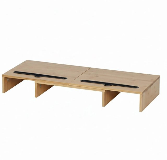 Relaxdays Monitorständer aus Bambus in Natur, verstellbar für 2 Monitore, B/T/H: 74 x 27 x 10 cm - Bild 1