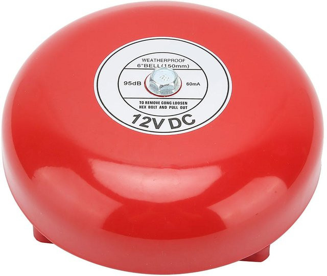 CosyHome Elektrische Glocke aus Kohlenstoffstahl in Rot mit 95dB und DC12V Anschluss - Bild 1