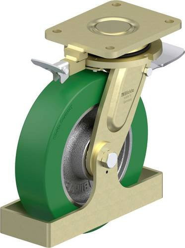 Blickle Schwerlast-Lenkrolle LS-GST 250K-ST-RI4-FS in Grün und Silber mit 250 mm Rad-Durchmesser und einer Tragfähigkeit von 1200 kg - Bild 1