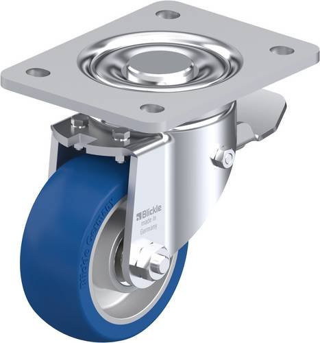 Blickle Lenkrolle LH-ALBS 100K-3-ST mit Feststeller in Silber, Rad-Durchmesser: 100 mm, Tragfähigkeit: 320 kg - Bild 1