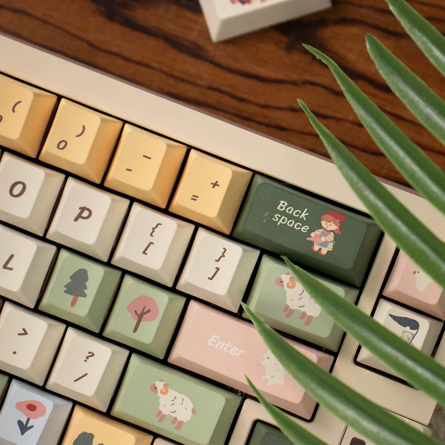 Venit Keys Spring Pasture Keycap Set mit 152 Tasten, Dye-Sub Cherry Profil PBT Tastenkappen für MX mechanische Tastaturen, Mehrfarbig - Bild 3