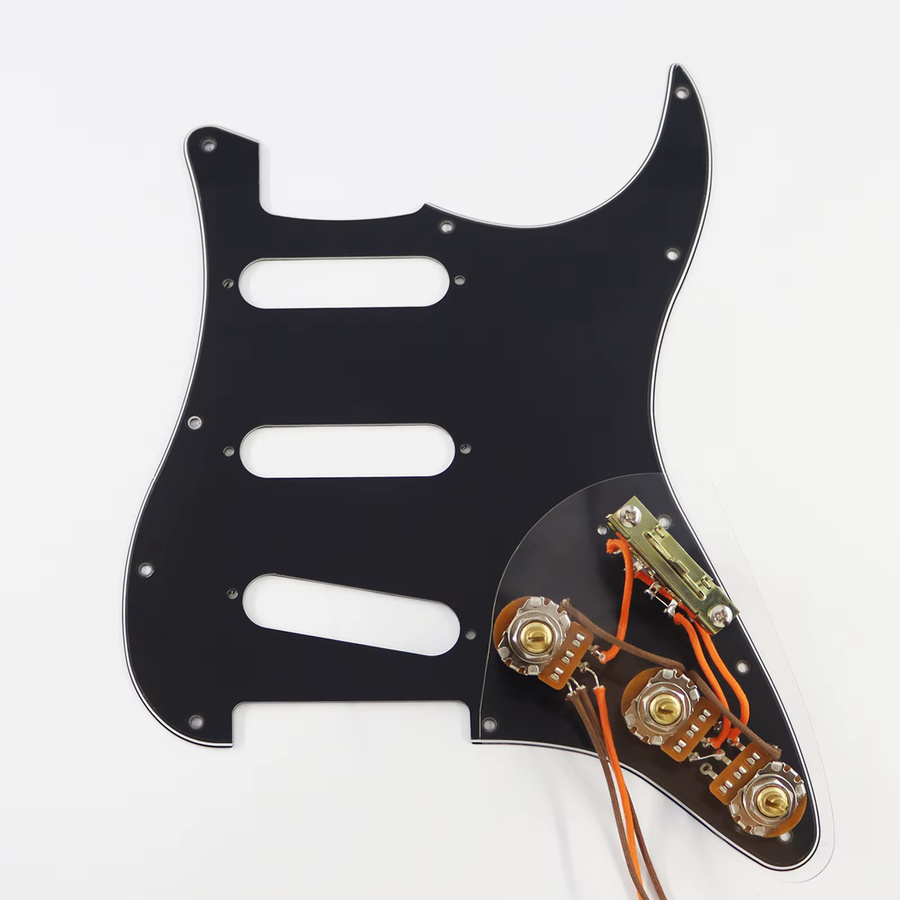 Phrilam SSS Gitarren-Standard-Verkabelungsset in Gold mit 5-Position Mechanischem Tonwahlschalter und 250kΩ Messing-Komponenten - Bild 2