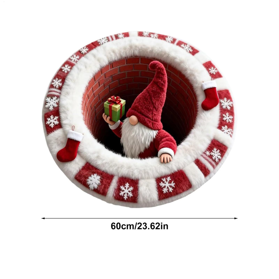 Runder 3D-Illusion-Weihnachtsteppich in Multicolour, rutschfest, Durchmesser: 60 cm - Bild 6