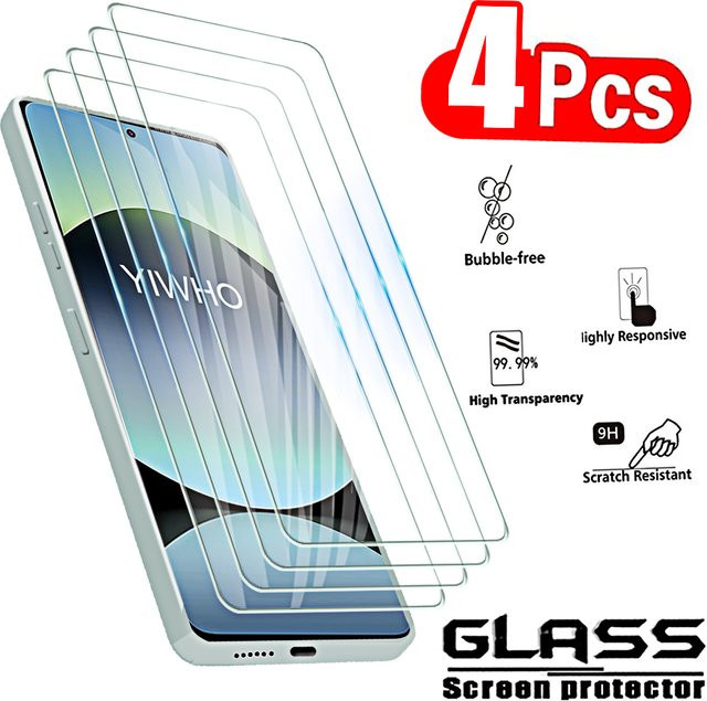 4er-Pack Xiaomi Redmi Note 14 4G 5G Displayschutzfolien aus gehärtetem Glas, transparent - Bild 1