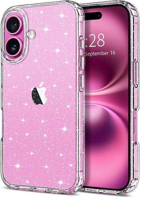 Glitzer Handyhülle für Apple iPhone in Transparent und Pink - Bild 1