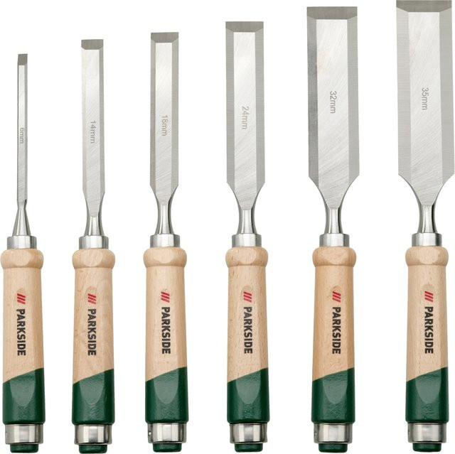 Parkside Holzschnitzset und Stechbeitelset aus Stahl, 6-teilig, Multicolour - Bild 1