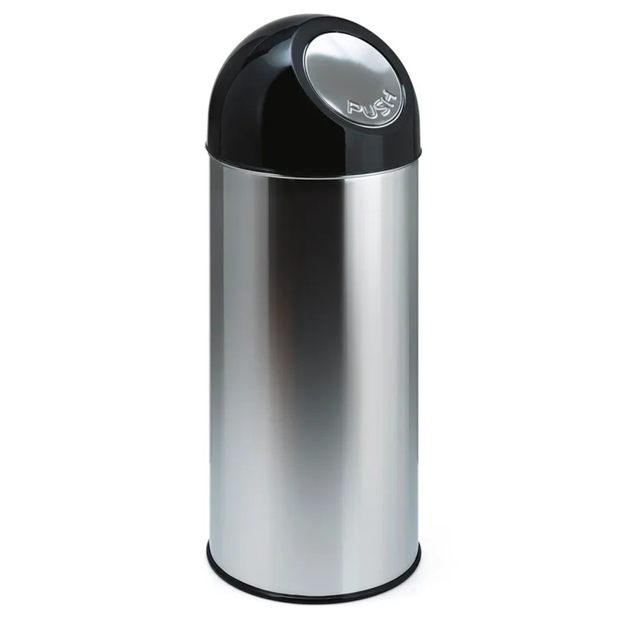 PROREGAL Klassischer Abfallbehälter mit Pushdeckel aus Edelstahl in Silber, H x B x T: 84 x 31 x 31 cm, 55 Liter - Bild 2