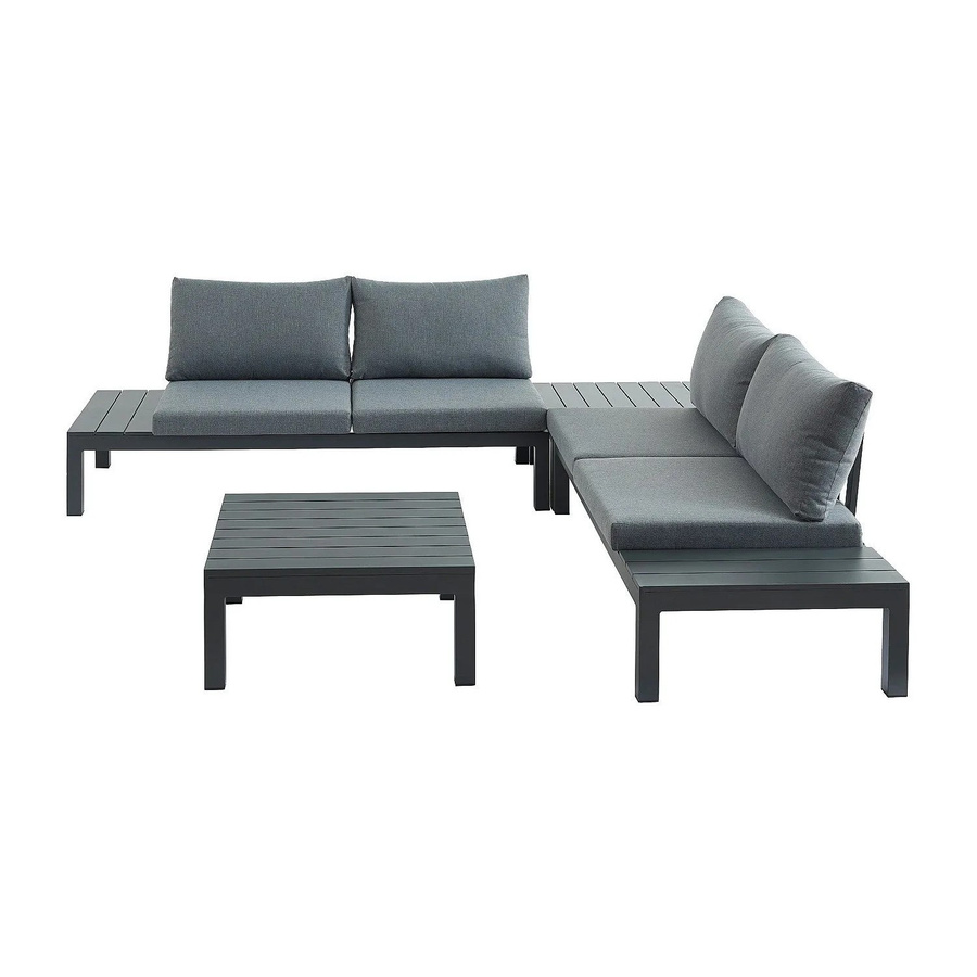 Gartensitzgruppe MYLIA aus Aluminium in Anthrazitgrau mit Ecksofa und Couchtisch, Breite: 166 cm - Bild 2