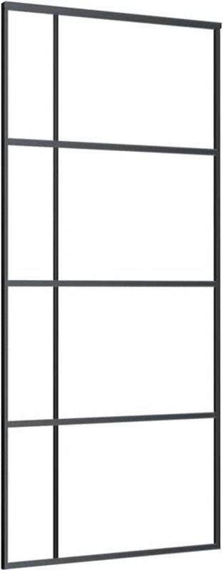 Vidaxl Schiebetür aus ESG-Glas und Aluminium in Schwarz im Industrial Design B: 90 cm, H: 205 cm - Bild 1