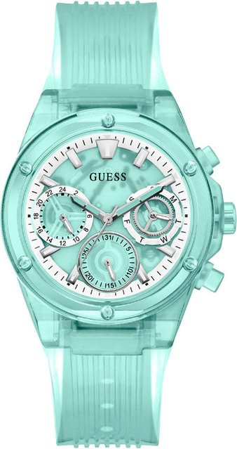 Guess Damenuhr, Analoguhr, Quarz, Kunststoff, Grün, Türkis, 41 mm - Bild 1