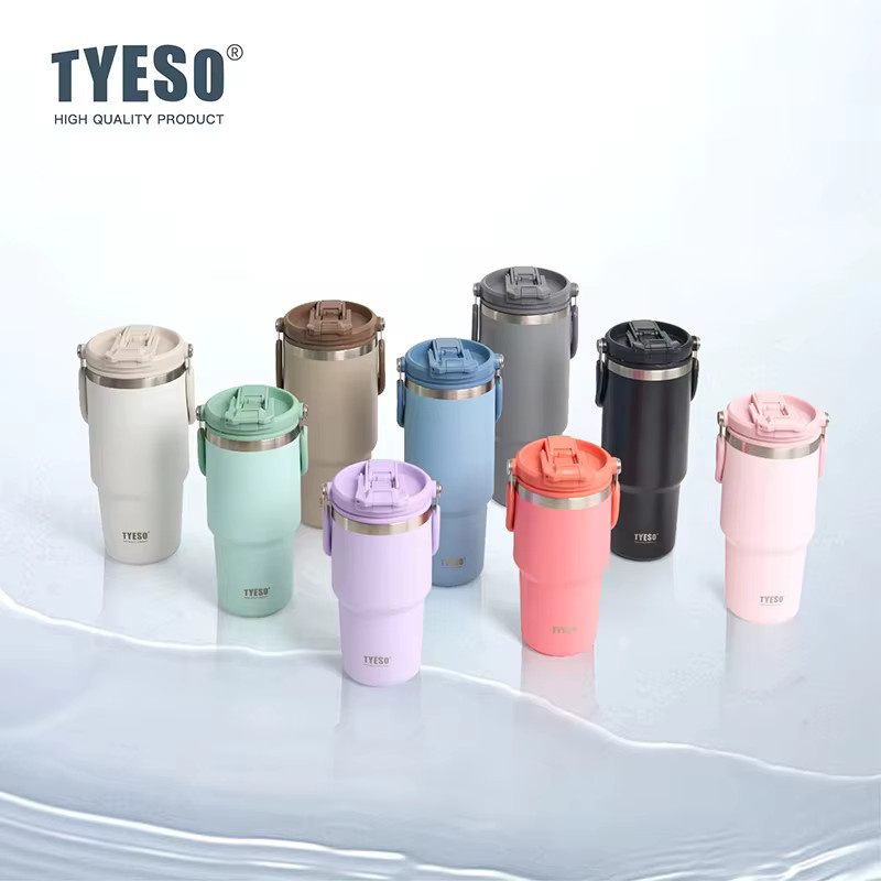 Tyeso Thermosflasche aus Edelstahl in Weiß, BPA-freie auslaufsichere Sport-Wasserflasche für Heiß- und Kaltgetränke - Bild 2