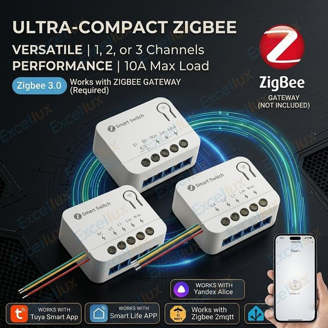Tuya Zigbee Smart Switch Modul 10A DIY Smart Home Relais in Weiß, kompatibel mit Smart Life, Alexa und Echo - Bild 1
