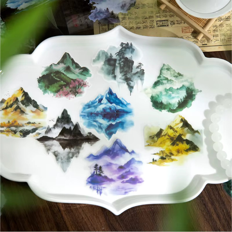 JIANQI 10 Stück PET-Aufkleber mit Berglandschaft in Mehrfarbig für Scrapbooking und Bastelbedarf - Bild 5