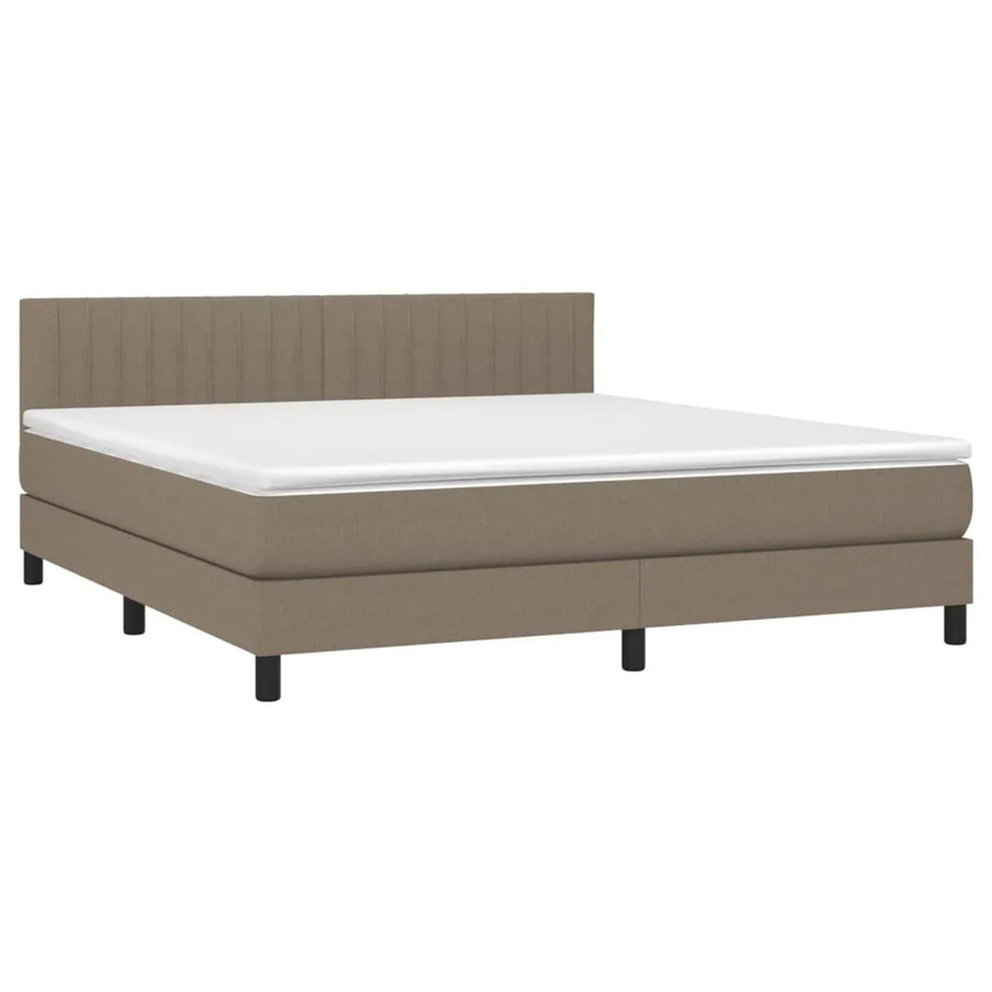 vidaXL Boxspringbett mit Matratze und LED-Unterbettbeleuchtung in Taupe, Hybrid-Bett mit USB-Ladeport und Taschenfederkern, B/T/H: 160 x 200 x 78 cm - Bild 2