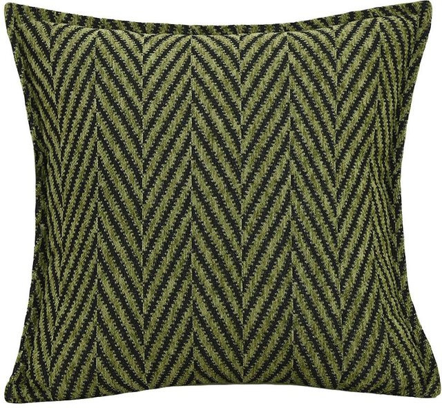 JMG Clothing Kissenbezug Retro Fischgräten Chenille Jacquard in Grün, B/H: 45 x 45 cm - Bild 1