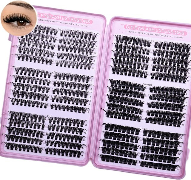 JIEFUXIN Cluster-Wimpern-Set, 530 Stück, natürlich, Unisex - Bild 1