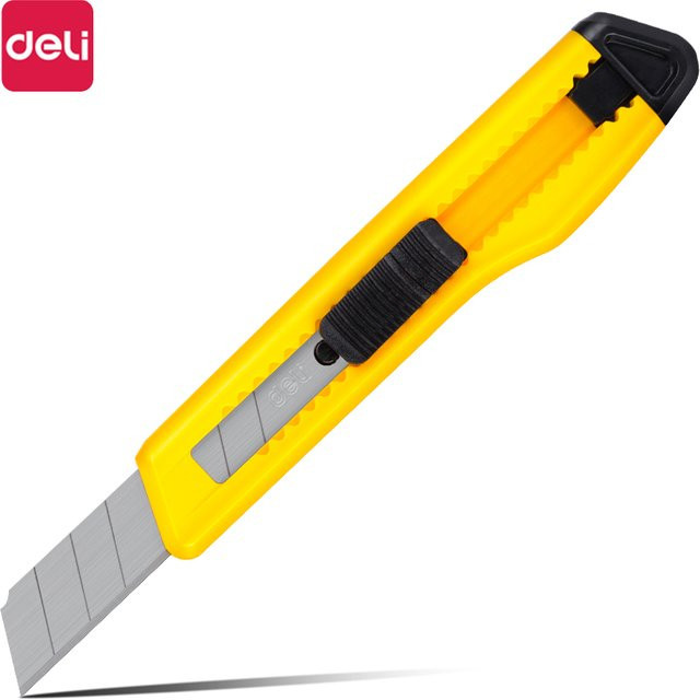 Deli Universalmesser mit 18 mm Klingenbreite, einziehbarer Kartonschneider aus Carbonstahl mit Kunststoffgriff - Bild 1