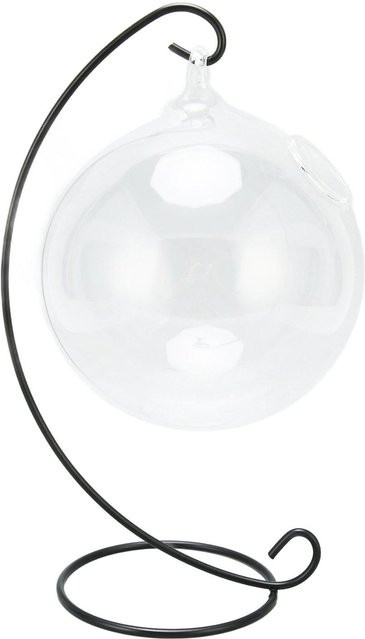 mfySpace Hängendes Glas-Aquarium mit Ständer, Transparente runde Fischschale für Schreibtisch und Büro, Weiß - Bild 1