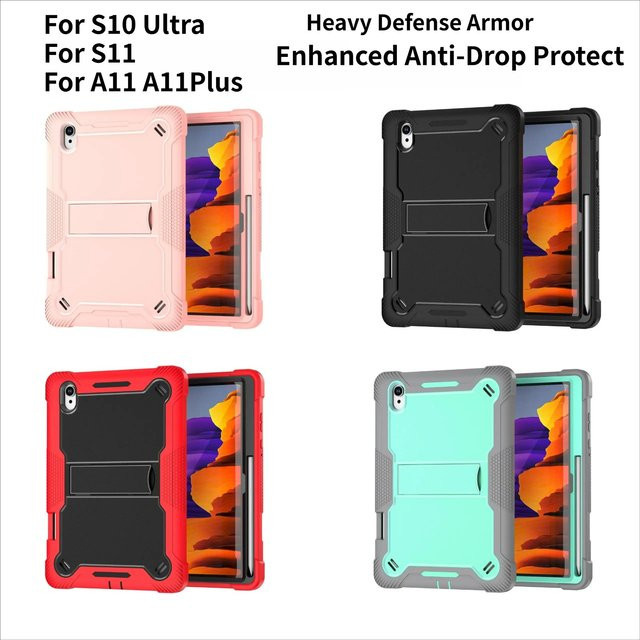 Defender Armor verstärkte Anti-Sturz-Schutzhülle mit Ständer für Samsung Galaxy Tab S11 S10 Ultra A11+ in Pink und Rot - Bild 1
