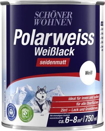 Schöner Wohnen Farbe Weißlack Polarweiss, 750 ml, Weiß, seidenmatt, für Holz, kratzfest und wetterfest - Bild 1