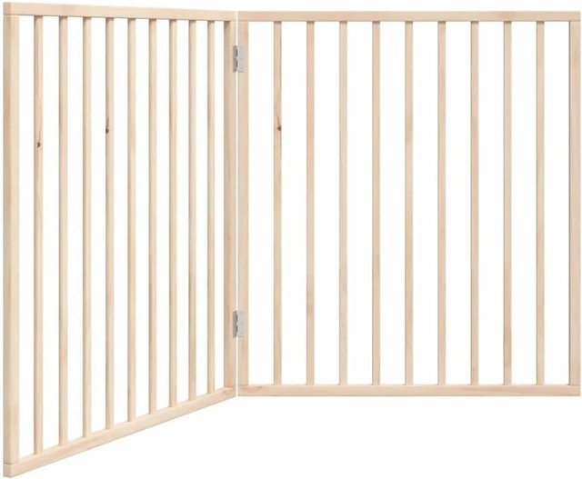vidaXL Hundegitter aus Pappelholz faltbar mit 2 Paneelen, Farbe: Beige/Braun, Breite: 160 cm - Bild 1