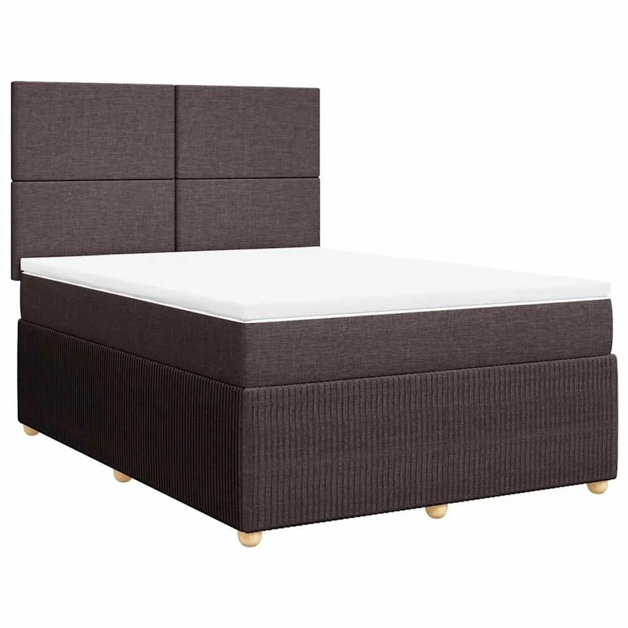 vidaXL Boxspringbett mit Matratze Hybrid-Design in Dunkelbraun und Weiß, B/T/H: 140 x 190 cm - Bild 2