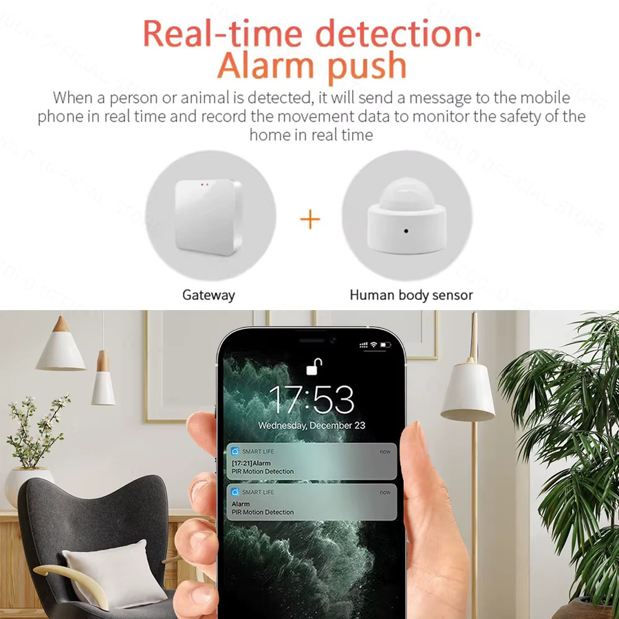 Tuya Zigbee Mini PIR Bewegungsmelder Infrarot Sensor für Sicherheit und Alarm in Weiß, kompatibel mit Alexa, Amazon und Google Home - Bild 5