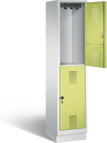 C+P Spind Evolo doppelstöckig mit Garderobenstange, Front Viridingrün, Korpus Lichtgrau, H x B x T: 180 x 42 x 50 cm - Bild 1
