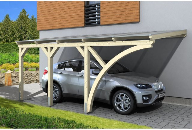 Skan Holz Carport Eifel aus Fichten-Leimholz mit Polycarbonat-Dach in Beige, B: 300 cm, T: 541 cm, H: 262 cm - Bild 1
