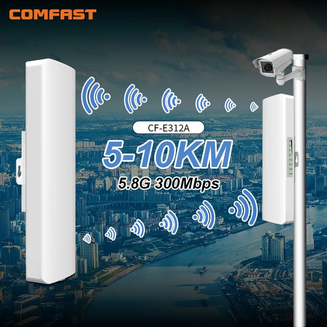 COMFAST Outdoor CPE Wifi Access Point 5GHz 300Mbps Wireless Router Extender Bridge mit 2*14dbi Antennen in Weiß - Bild 1