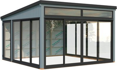 Palmako Holz-Gartenhaus Saga mit Pultdach in Grau, B/T: 420 x 420 cm - Bild 3