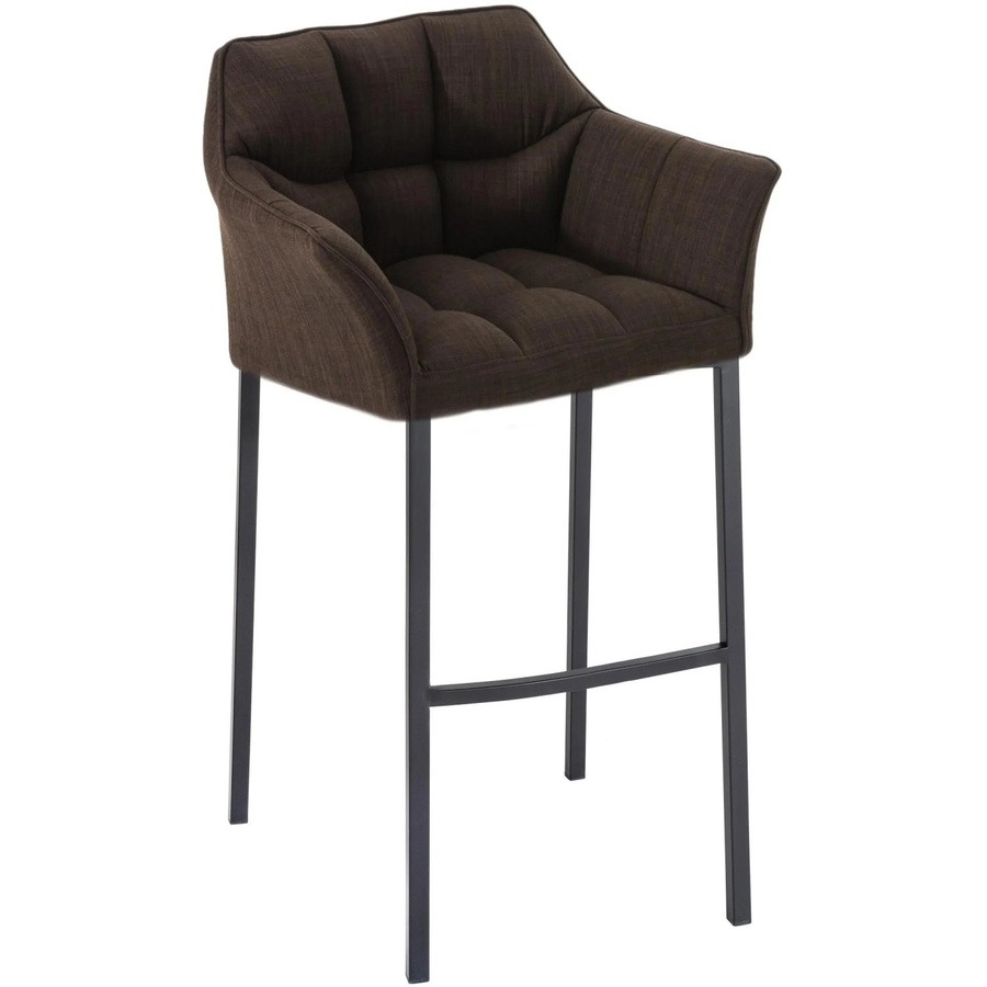 DELUKE Barhocker GIBEL Barstuhl mit Lehne aus Stoff in Braun und Schwarz, B/T/H: 64 x 48 x 110 cm - Bild 2