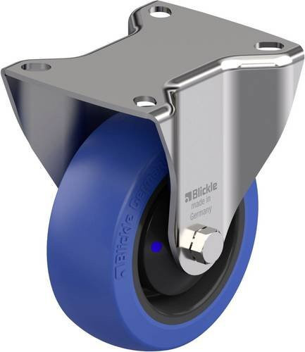 Blickle Edelstahl-Bockrolle BX-POBS 100XKA in Schwarz und Blau mit 100mm Rad-Durchmesser und 200kg Tragfähigkeit - Bild 1
