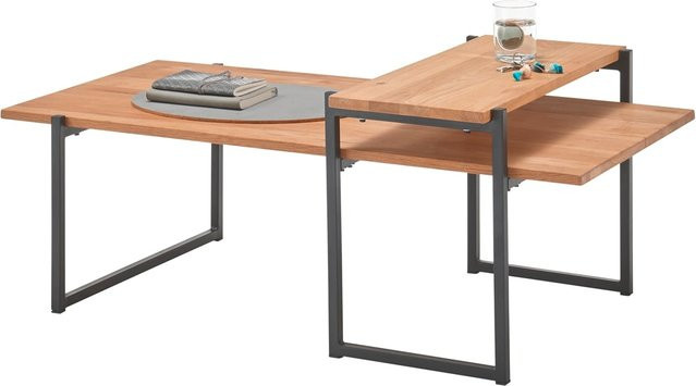 HTI-Living Wohnzimmertisch modern mit 2 Tischplatten auf Metallgestell in Schwarz, B/T/H: 110 x 60 x 40 cm - Bild 1