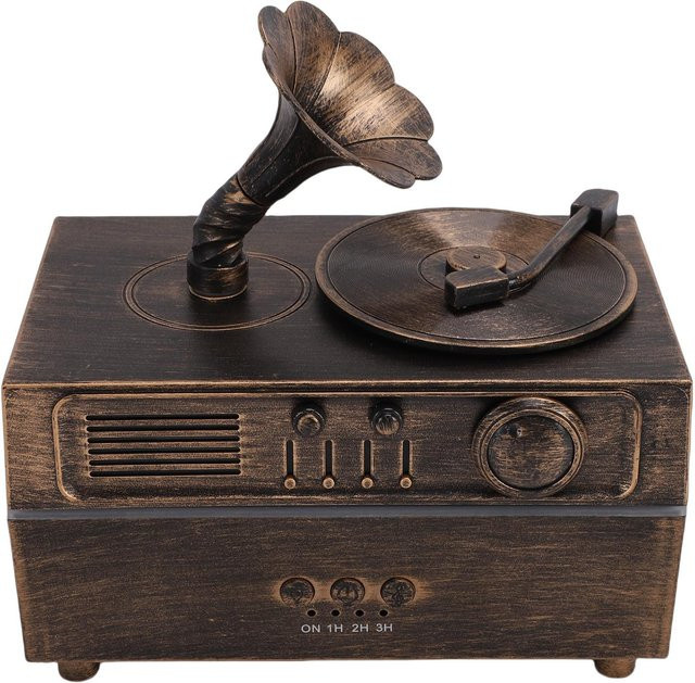 KONNWEI Retro Aromatherapie Luftbefeuchter und Öldiffusor im Grammophon-Design, Schwarz - Bild 1