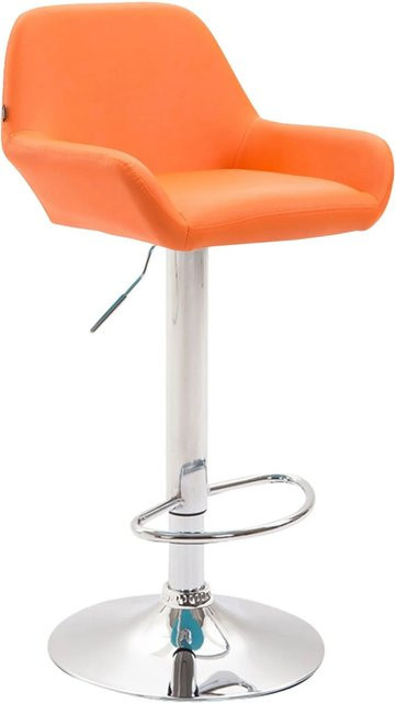 CLP Barhocker Braga in Orange mit Kunstleder und Chrom-Gestell, 360 Grad drehbar - Bild 1
