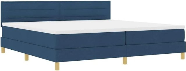vidaXL LED Boxspringbett mit Matratze in Blau, Hybrid-Matratze mit USB-Ladeport und Unterbettbeleuchtung, B/T: 200 x 200 cm - Bild 1