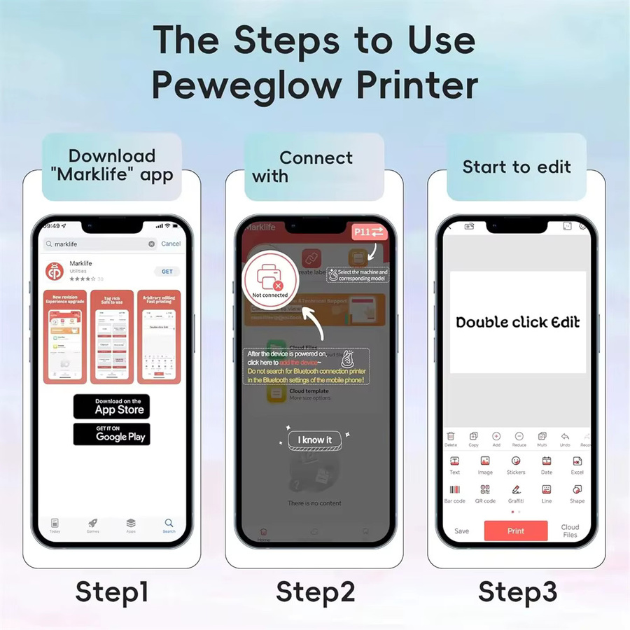 MarkLife P15 Mini tragbarer Thermodrucker in Grün, kabelloser Bluetooth Etikettendrucker für Zuhause und Büro - Bild 5