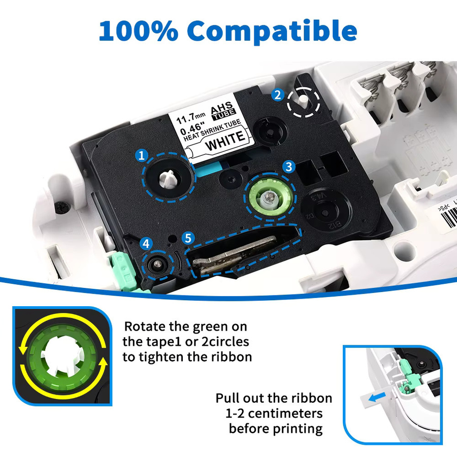 Labelife Schrumpfschlauchband 12 mm für Brother P-Touch Drucker PTE300 PTE500W PTE550W E500 P900 HSe231 HSe631, 10 Stück - Bild 2