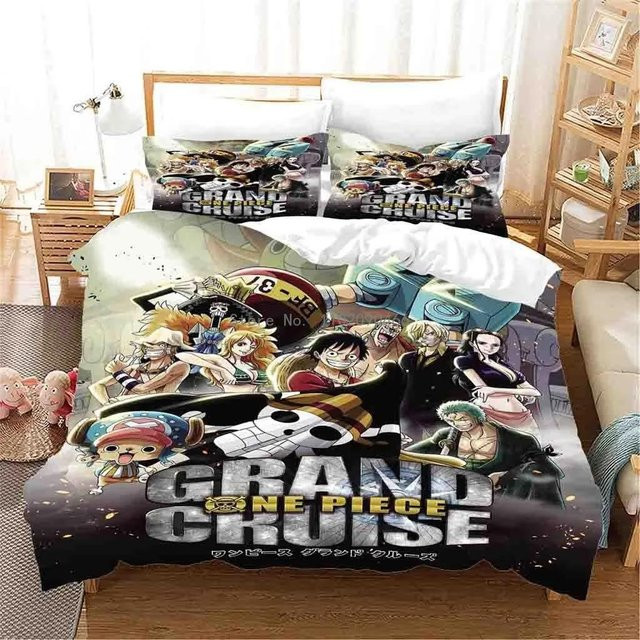 ONE PIECE Bettwäsche-Set mit Anime-Motiv aus Mikrofaser, Mehrfarbig, B/H: 200 x 200 cm - Bild 1
