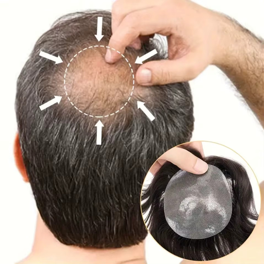 s-noilite Haar Patch Toupet für Männer, 100 % Remy Echthaar, PU - Bild 4