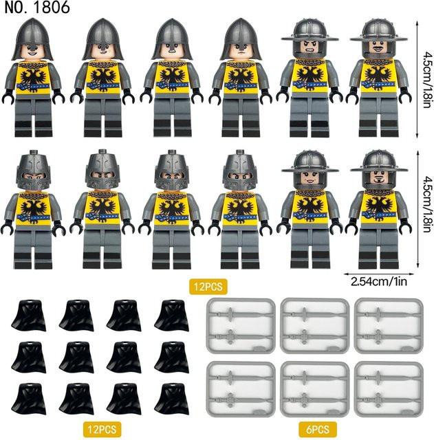 Mittelalterliche Ritterkorps Ritter, Mini Actionfigur, Weißes Pferd, ab 14 Jahren - Bild 1