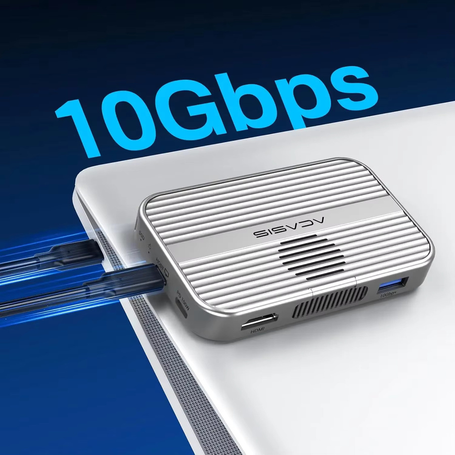 ACASIS M.2 NVMe SSD-Gehäuse Magnetische USB-C-Dockingstation mit Lüfter, 10 Gbit/s, Farbe: Silber - Bild 4