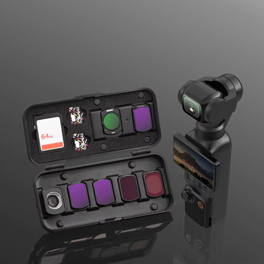 BRDRC Filter-Aufbewahrungsbox für DJI Osmo Pocket 3 und Pocket 4, stoßfeste und staubfeste Reisebox in Schwarz - Bild 2