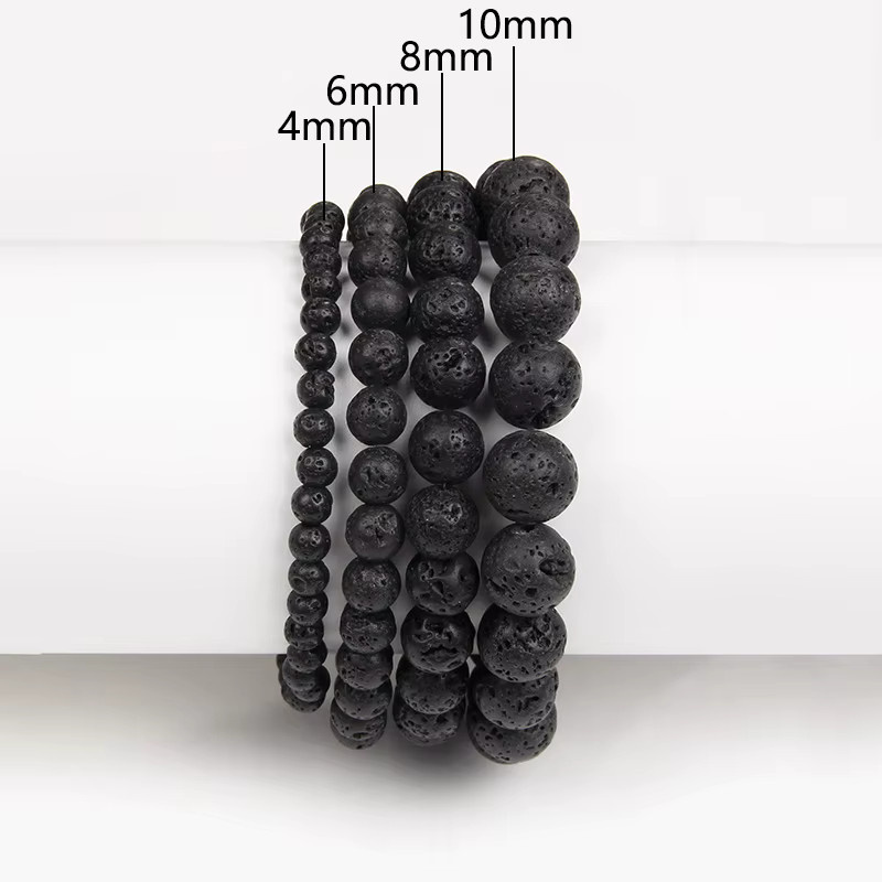 GolbalJew Armband, schwarze vulkanische Lava Stein Perle, Unisex - Bild 2