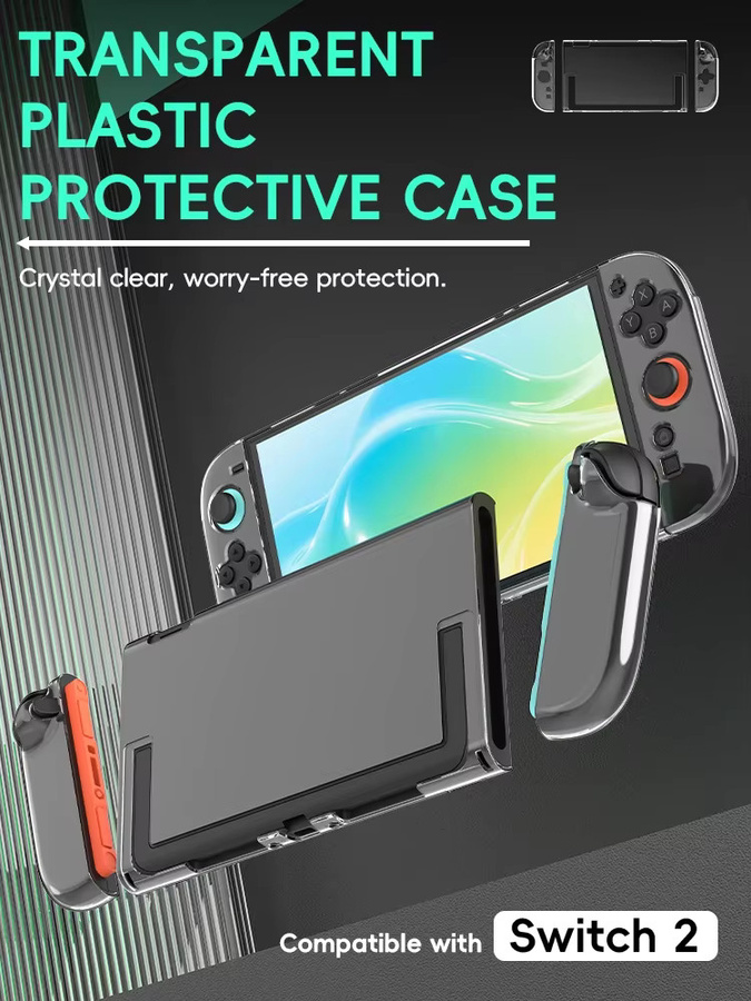 DATA FROG Transparente Schutzhülle für Nintendo Switch 2 Konsole inklusive Joy Con Abdeckung - Bild 3
