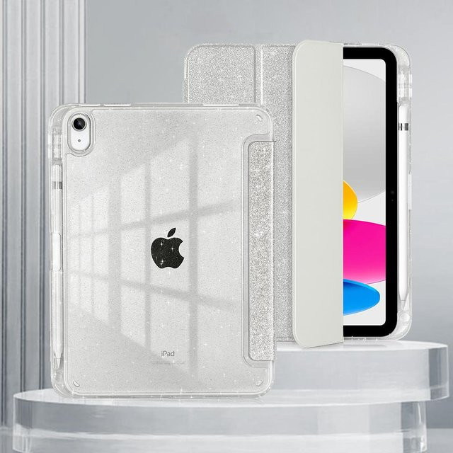 Glitzernde Smart Stand Cover Schutzhülle für Apple iPad Air 4 5 6 7 8 Generation 10,9 bis 13 Zoll in Transparent - Bild 1