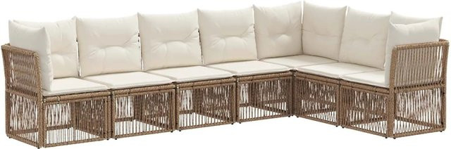 vidaXL Gartensofa-Set 7-teilig in Beige aus Poly-Rattan mit Polsterung und pulverbeschichtetem Stahlgestell - Bild 1